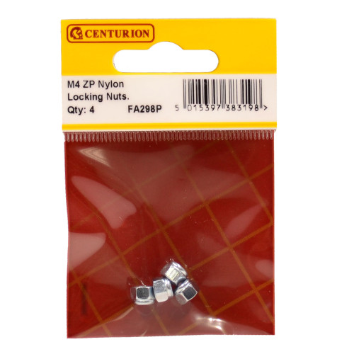 M4 ZP Nylon Locking Nuts (Pack of 4)