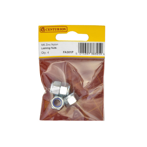 M6 ZP Nylon Locking Nuts (Pack of 4)