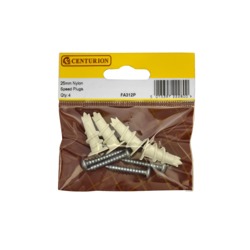 35mm Nylon Plasterboard Speed Plugs (Pack of 4)