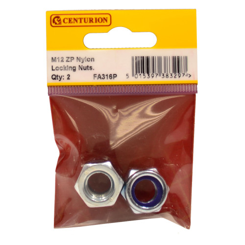 M12 ZP Nylon Locking Nuts (Pack of 2)