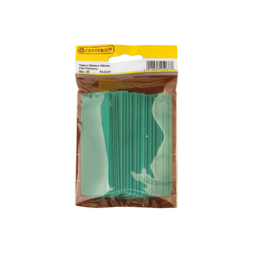 1mm x 28mm x 100mm Green Flat Packers (Pack of 20)