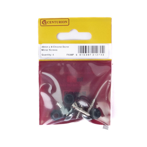 19mm x 8 CP Dome Mirror Screws (Pack of 4)