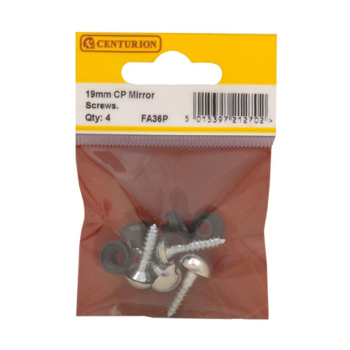 19mm x 8 CP Dome Mirror Screws (Pack of 4)