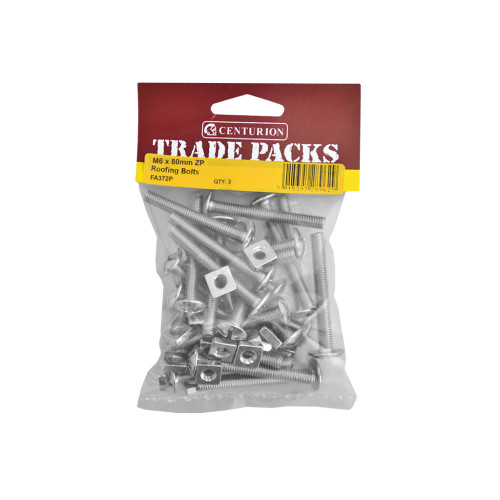M6 x 80mm ZP Roofing Bolts (Pack of 2)