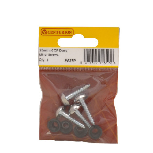 25mm x 8 CP Dome Mirror Screws (Pack of 4)