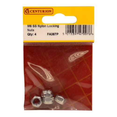 M6 SS Nylon Locking Nuts (Pack of 6)