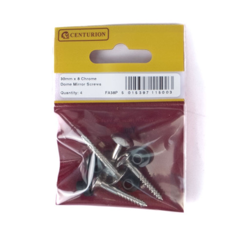 30mm x 8 CP Dome Mirror Screws (Pack of 4)