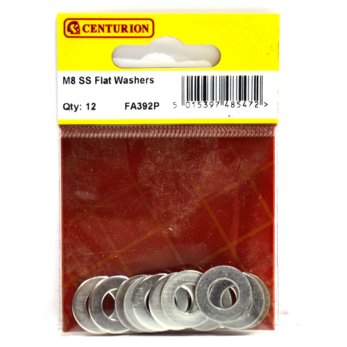 M8 SS Flat Washers (Pack of 12)
