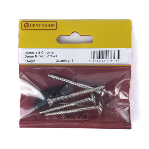 50mm x 8 CP Dome Mirror Screws (Pack of 4)