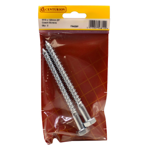 Coach Screws, M10 x 120mm, Zinc Plated