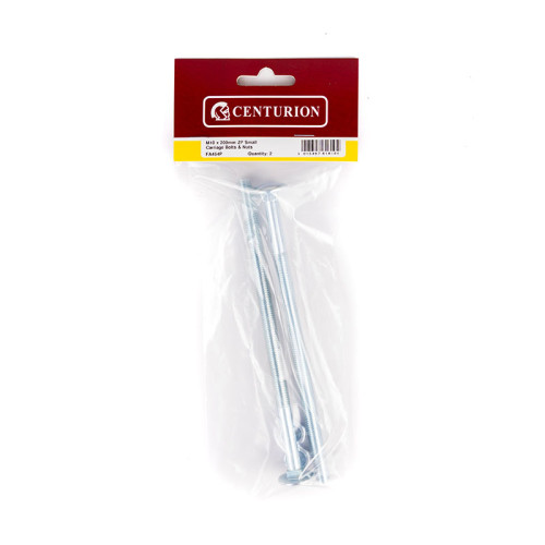 M10 x 200mm ZP Small Carriage Bolts & Nuts (Packs of 2)