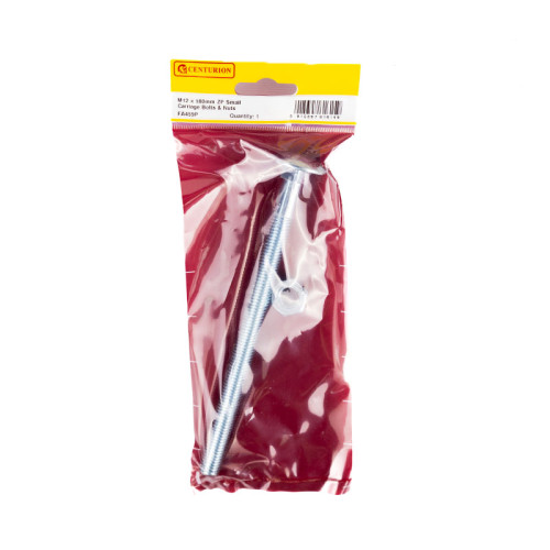 M12 x 180mm ZP Small Carriage Bolts & Nuts (Packs of 1)