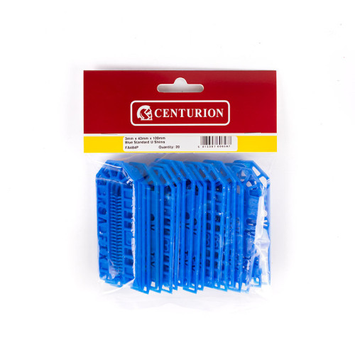 3mm x 43mm x 100mm Blue Standard 'U' Shim x 20