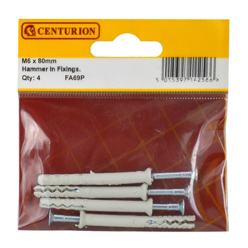 M6 x 80mm Hammer In Frame Fixings (Pack of 4)