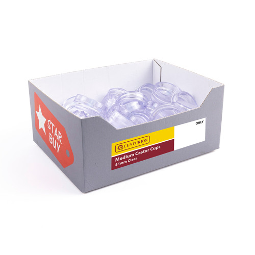 Centurion Clear Castor Cups, 45mm Dia., Display Box