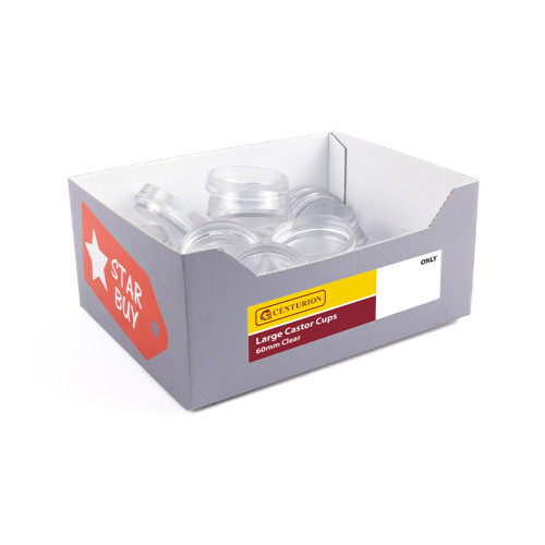 Display Box Deal - 60mm Clear Medium Castor Cups (Made to Order)
