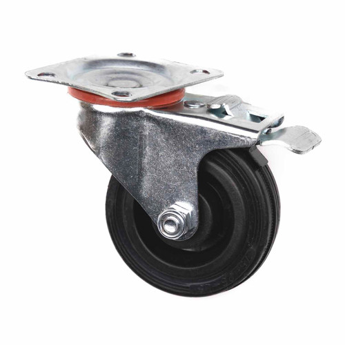 Heavy Rubber Swivel Castor with brake, 75mm