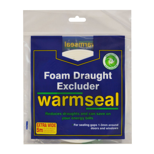 Warmseal Extra Wide PVC Foam Draught Excluder, White, 5m