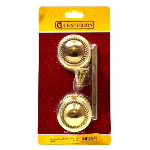Solid Brass Georgian Mortice Knob Set, 60mm Dia.