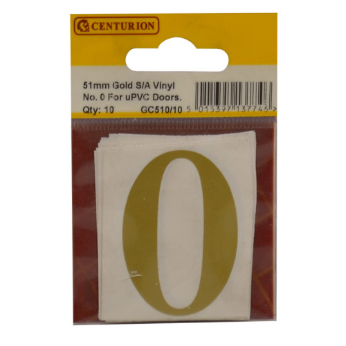 Gold Font Vinyl Number 0 (Pack of 10) GC510/10