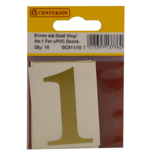 Gold Font Vinyl Number 1 (Pack of 10) GC511/10