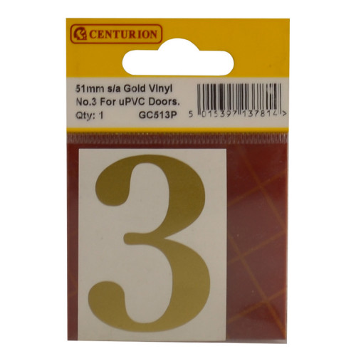 Gold Font Vinyl Number 3 GC513P