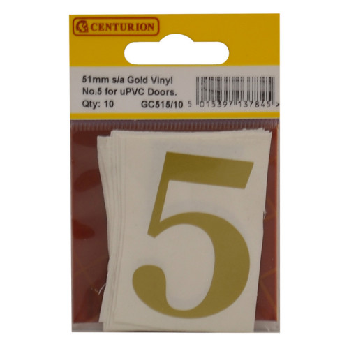 Gold Font Vinyl Number 5 (Pack of 10) GC515/10