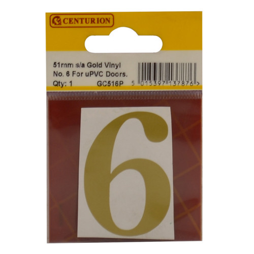 51mm G Traditional Font Vinyl Number 6 GC516P