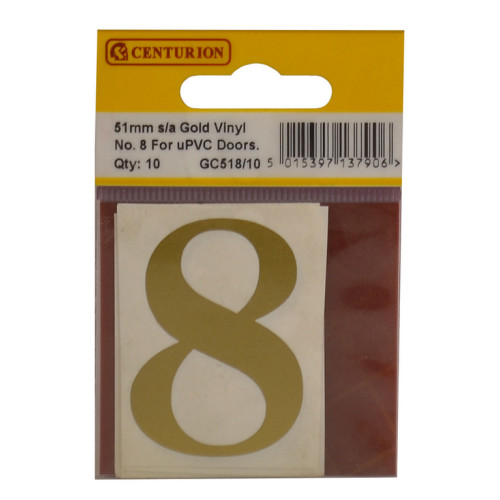 Gold Font Vinyl Number 8 (Pack of 10) GC518/10