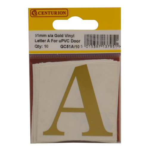 Gold Font Vinyl Letter A (Pack of 10) GC51A/10