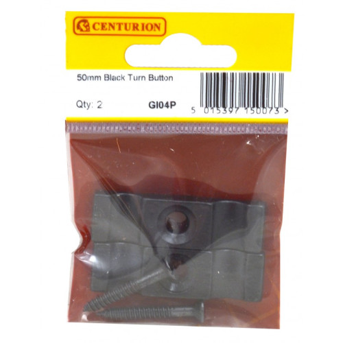 Steel Turn Buttons, Epoxy Black, 50mm