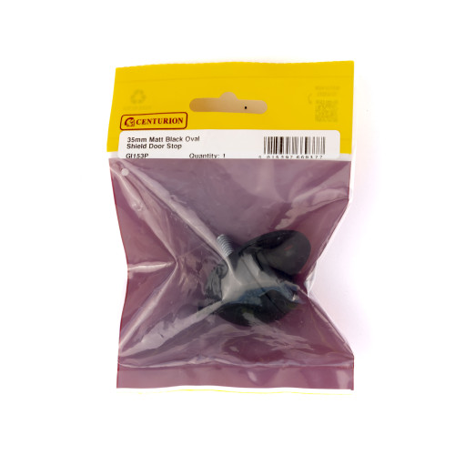 35mm (1 3/8") Matt Black Oval Shield Door Stop