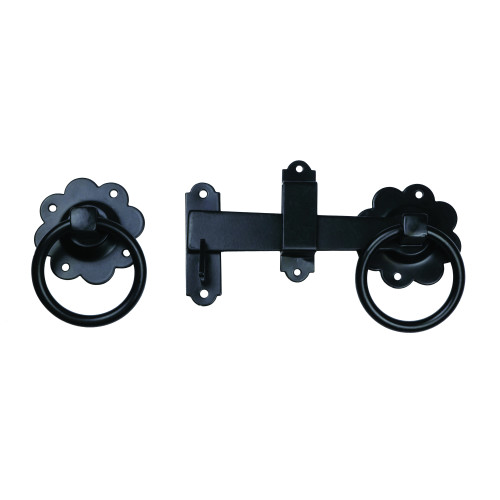 Plain Ring Gate Latch, Epoxy Black, 150mm