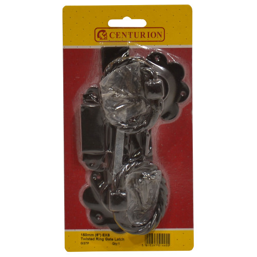 Twisted Ring Gate Latch, Epoxy Black, 150mm