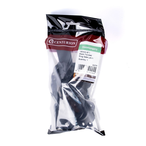 Twisted Ring Gate Latch, Epoxy Black, 150mm