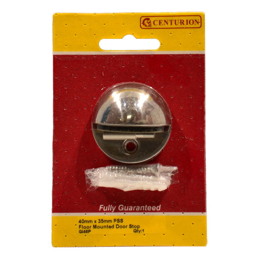 Centurion Floor Mounted Door Stops, 400mm Dia., Polished Stainless Steel