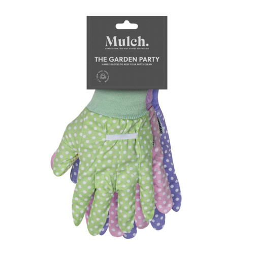 Mulch Garden Party Gloves Size 8 - 3 Pack