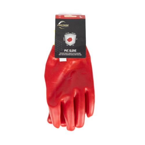 PVC Knit Wrist Gloves - Large - Red