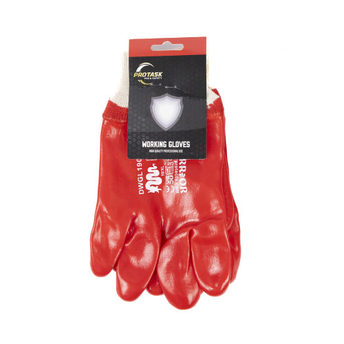 PVC Knit Wrist Gloves - X-Large - Red