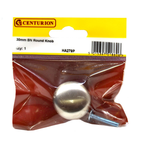 Round Knobs, Brushed Nickel, 30mm Dia.