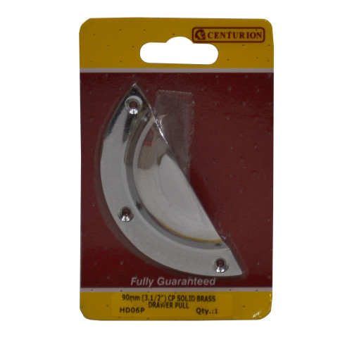 Solid Brass Drawer Pull, Chrome Plated, 90mm