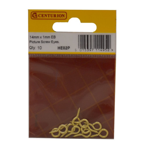 14mm x 1mm EB Picture Screw Eyes (Pack of 10)