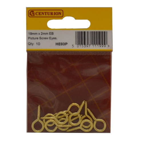 19mm x 2mm EB Picture Screw Eyes (Pack of 10)