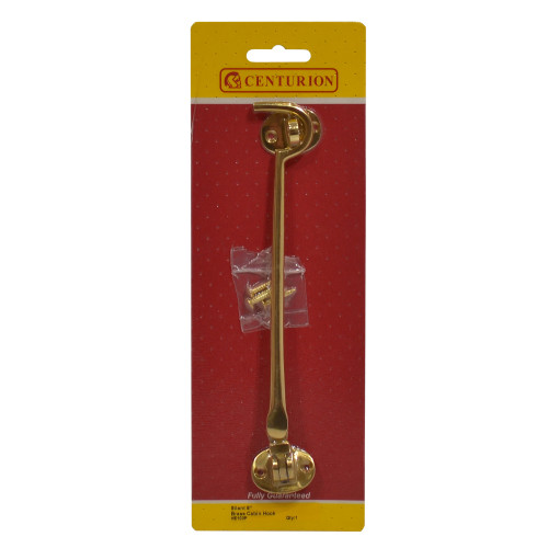 Silent Pattern Brass Cabin Hooks, Polished Brass, 200mm