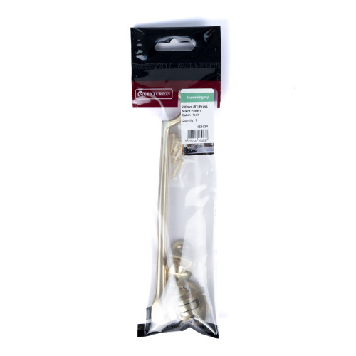 Silent Pattern Brass Cabin Hooks, Polished Brass, 200mm