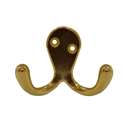 70mm Die Cast Double Robe Hook - Brass