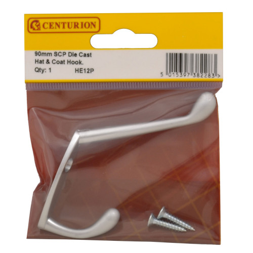 105mm Die Cast Hat & Coat Hook - Satin Chrome - Pack Qty 1