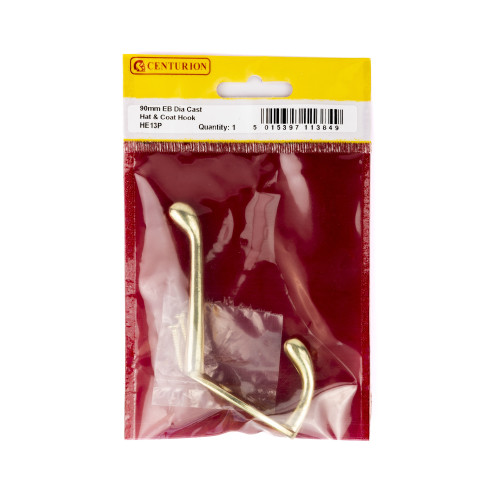 105mm Die Cast Hat & Coat Hook - Brass - Pack Qty 1