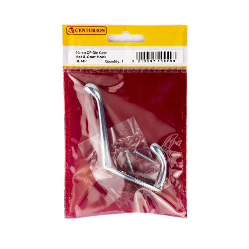 105mm Die Cast Hat & Coat Hook - Chrome Plated - Pack Qty 1