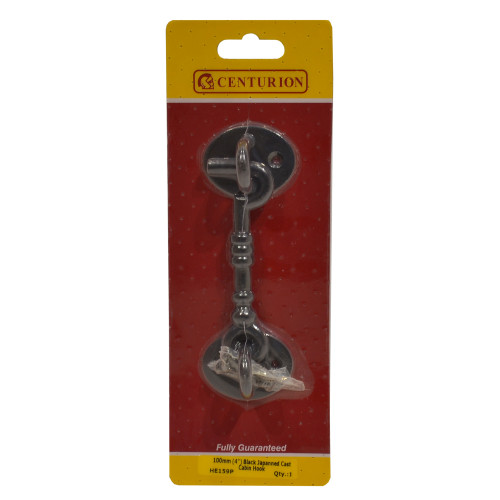 Cast Cabin Hook, Black, 100mm